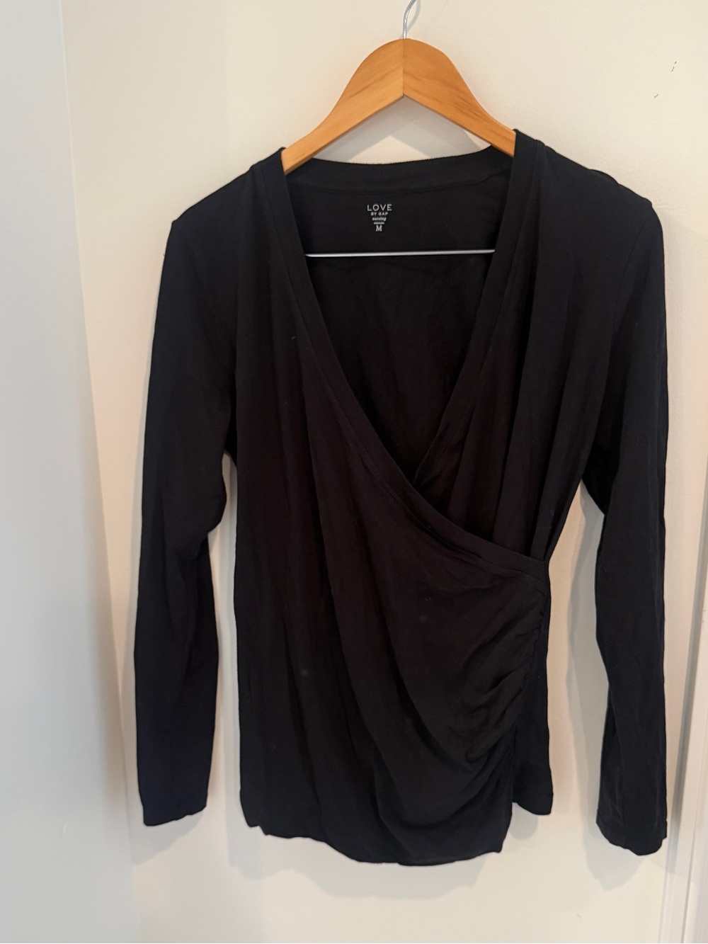 GAP Black Wrap-Style Long Sleeve Top